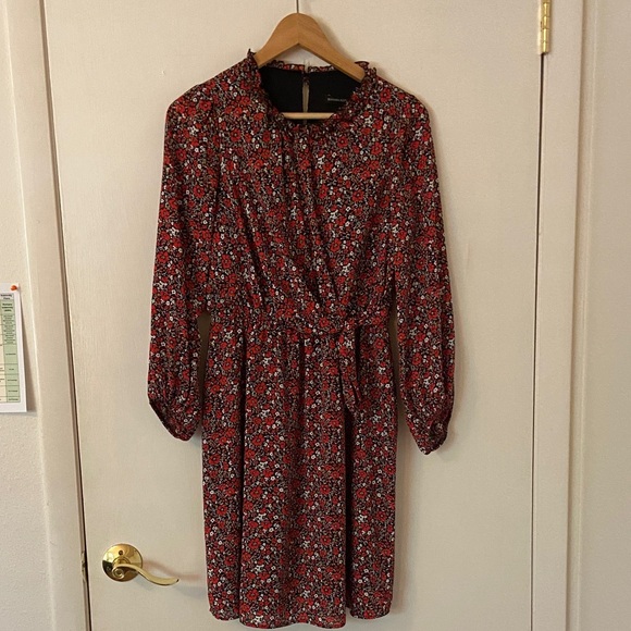 Banana Republic Red Floral Long Sleeve Dress - Picture 1 of 3